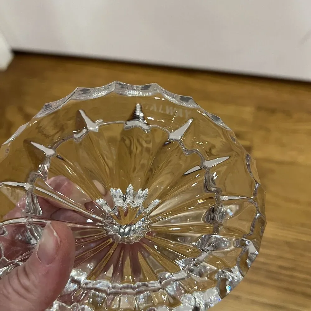 Beautiful‎ Vintage Marked Galway Irish Crystal Round Low Profile Candle Holder